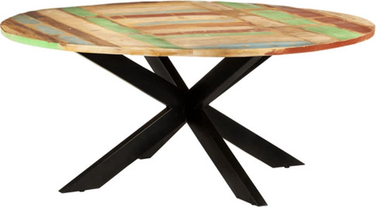vidaXL Eettafel - rond - 175x75 - cm - massief - gerecycled - hout Bruin