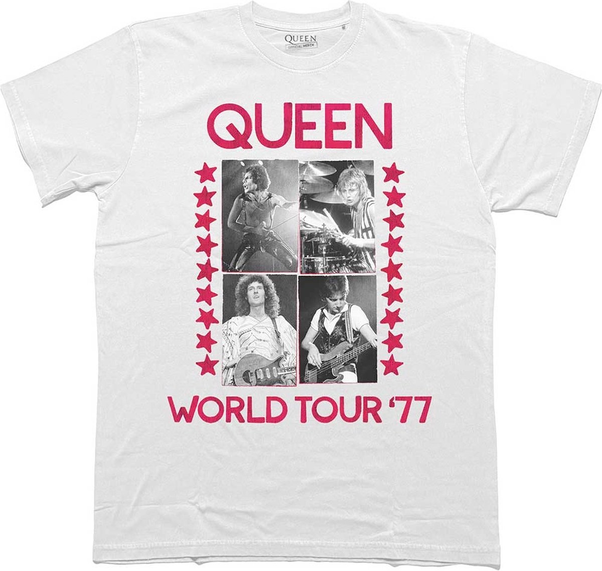Queen - World Tour 77 Heren T-shirt - L - Wit