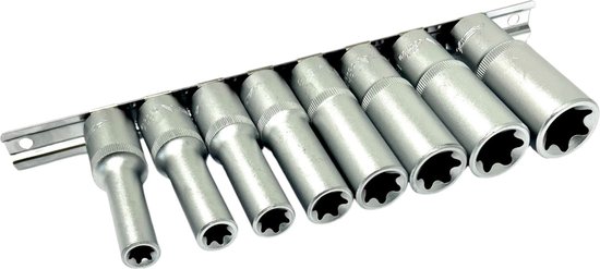 Coffret de douilles E-Torx avec rail de douilles - 8 pièces - 1/2'' - Douilles Torx internes - Douille Torx - ASTA