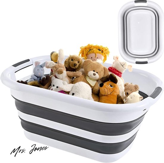 Mrs. Jones Opvouwbare wasmand 26 liter draagbare opbergdoos ruimtebesparend uitklapbare liniaal 23 x 38 x 53 cm (h x b x d) geschikt voor thuis en op de camping - zwart wit - ruimtebesparend - opvouwbaar .