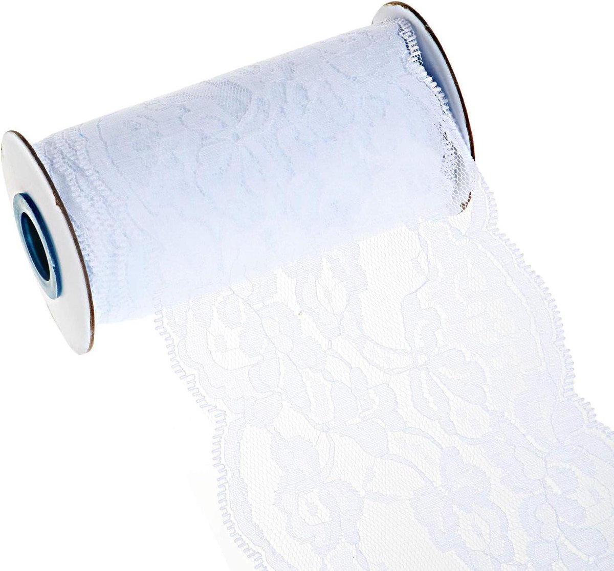 Bloemen kant roll tafelloper - 14 cm x 10 m - stoel sjerp - tu-materiaal - kanten strik - doe-het-zelf bruiloft - tafel decor - wit