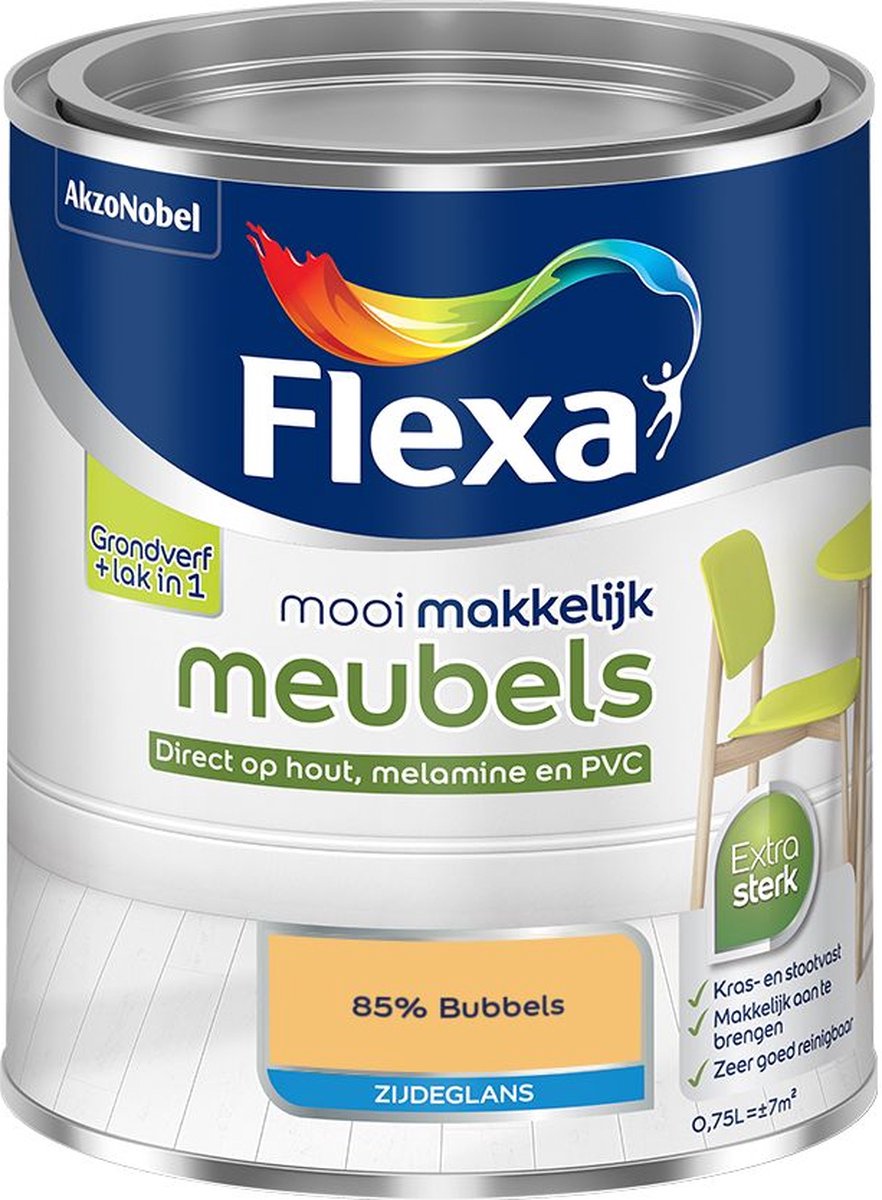 Flexa - Mooi Makkelijk Meubels Zijdeglans - 85% Bubbels - Mengverf - 0.75 L