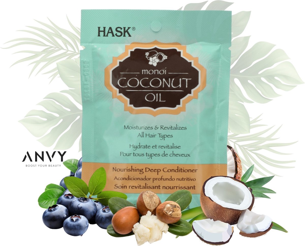 Hask Conditioner Monoi Coconut Oil Nourishing Deep Conditioner Packet - Geen parabenen - Beschermd en hersteld