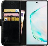Rosso Element Book Case Wallet Hoesje Geschikt voor Samsung Galaxy Note 10 Plus | Portemonnee | 3 Pasjes | Magneetsluiting | Stand Functie | Zwart