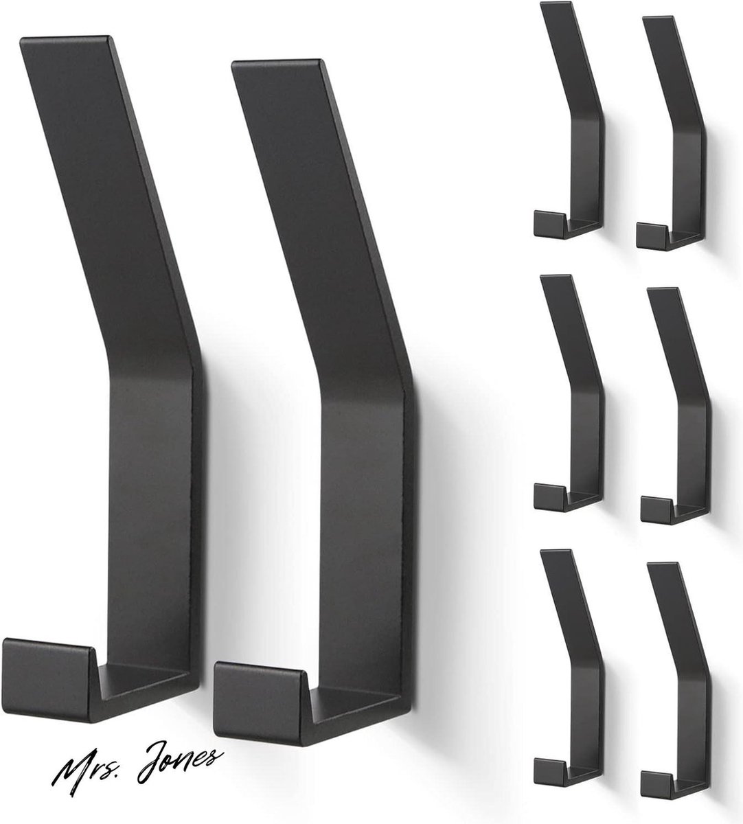 Mrs. Jones Jashaken 8 Stuks Modern Kapstok Zwaar Gebruik Wandhaken Handdoekhaken Dubbele Garderobehaken - Ideaal Voor Badkamer Keuken Toilet - PDGROW® - Zwart .