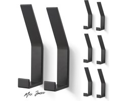 Mrs. Jones Jashaken 8 Stuks Modern Kapstok Zwaar Gebruik Wandhaken Handdoekhaken Dubbele Garderobehaken - Ideaal Voor Badkamer Keuken Toilet - PDGROW® - Zwart .