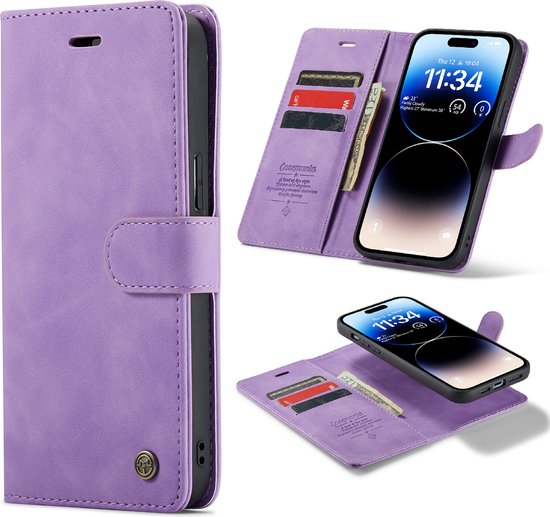 Apple iPhone 13 Pro Max Casemania Case Bright Lilas - 2 en 1 Book Case Magnétique