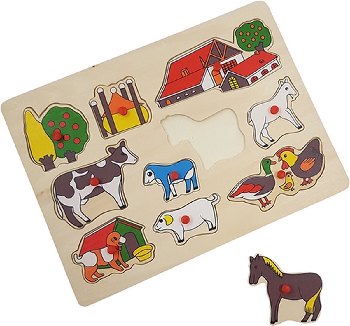 Houten noppen puzzel - hooiberg
