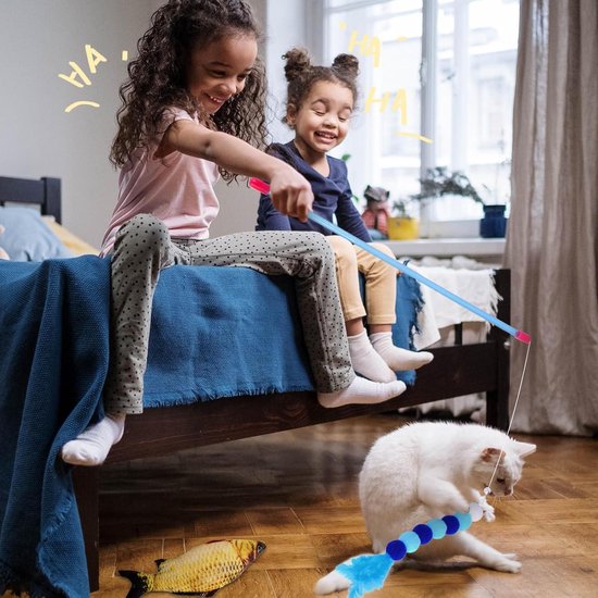 2026 Kattenspeelgoedset met launcher, blauwe kattenlauncher en 10 2026 Kattenspeelgoedset met launcher, blauwe kattenlauncher en 10