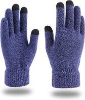 Gants tricotés d'hiver - gants tactiles chauds et épais - gants en velours et épais pour hommes et femmes - gants extensibles tricotés - adaptés au cyclisme, à la moto, au sport et à la marche - bleu - 21*10,5cm