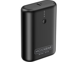 MOJOGEAR Mini EVO 10.000 mAh powerbank - 22,5W - Met LED indicator - De allerkleinste ter wereld - Snelladen - 2 apparaten tegelijk opladen - USB / USB-C - Geschikt voor o.a. Android en iOS - Ideale reis powerbank - Zwart