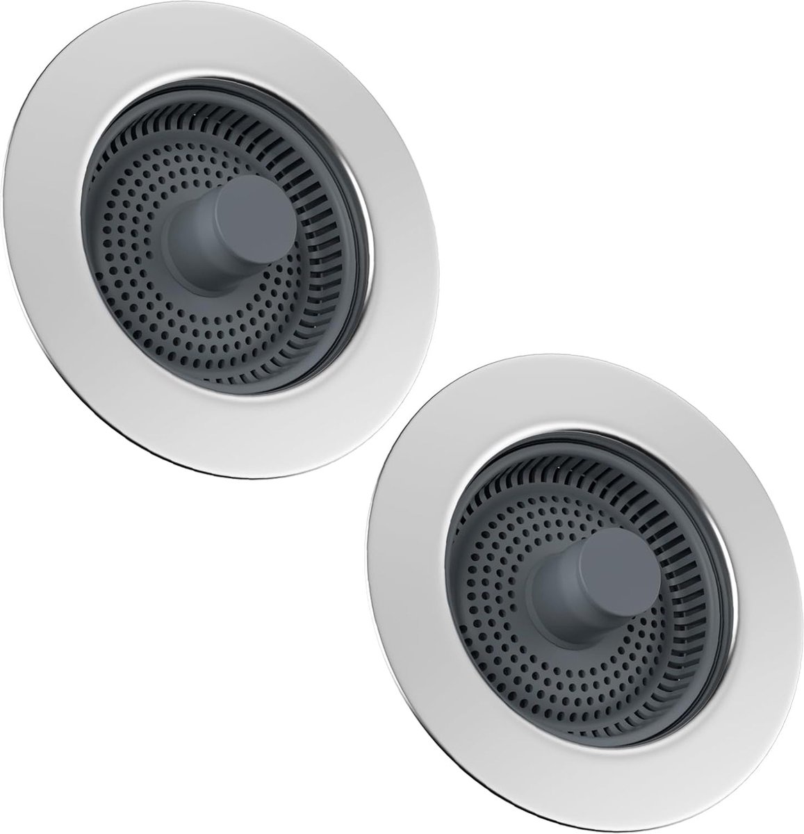 Goedkoopste Universele 3-in-1 Gootsteenstopper en Zeef Set van 2, Geschikt voor Diepe Gootstenen