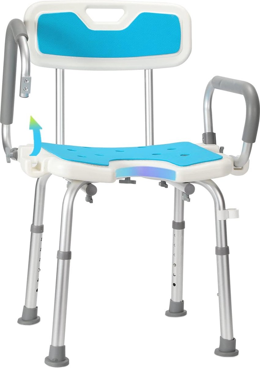 Goedkoopste Verstelbare Douchestoel met Afneembare Armen - Anti-slip Badstoel voor Senioren en Gehandicapten