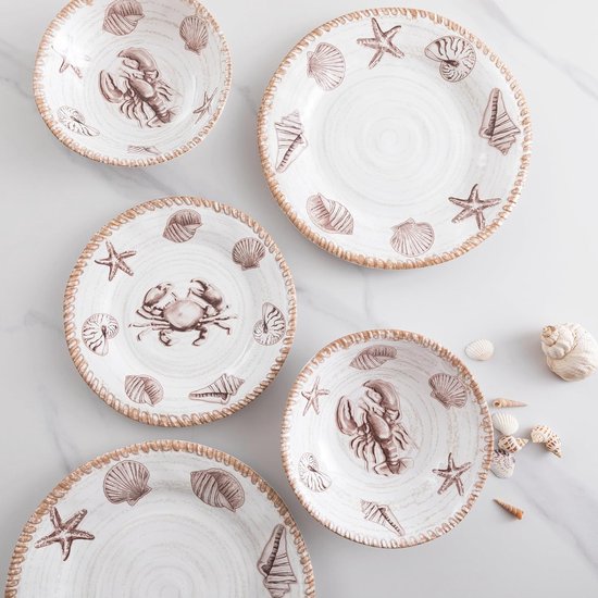 Rustieke 12-delige Melamine Servies Set voor Strand en Kamperen — afbeelding 2