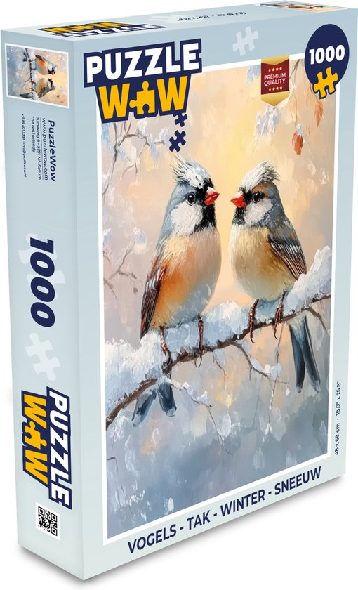 Puzzle Vogels - Branche - Hiver - Neige - Puzzle - Puzzle 1000 pièces adultes