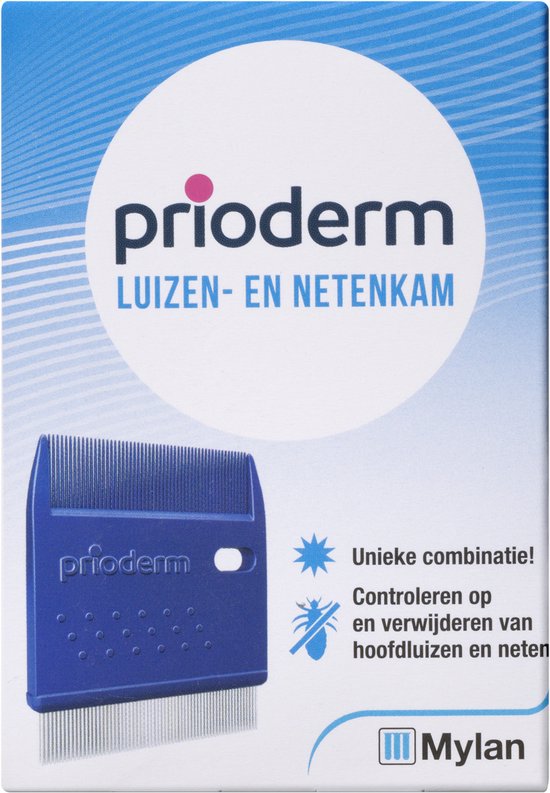 Prioderm Luizen- en Netenkam - Controleren en verwijderen van hoofdluizen en neten - Met handig beschermhoesje - 1 stuk