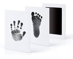 *** 2 Sets Inktpad Baby Hand en of Voet afdruk - Dieren Pootafdruk Inktafdruk voor Huisdieren en Baby's - Kat- / Hondenafdruk - Incl. 2 Witte Kaartjes - Zwart van Heble® ***