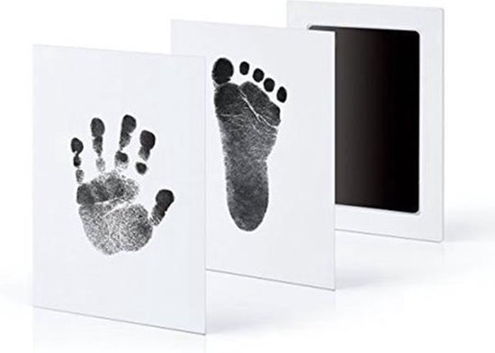 *** 2 ensembles de tampons encreurs empreintes de mains et/ou de pieds de Bébé - Impression d'encre d'impression de patte d' Animaux pour Animaux domestiques et bébés - Impression de chat/chien - Incl. 2 Cartes Witte - Zwart de Heble® ***