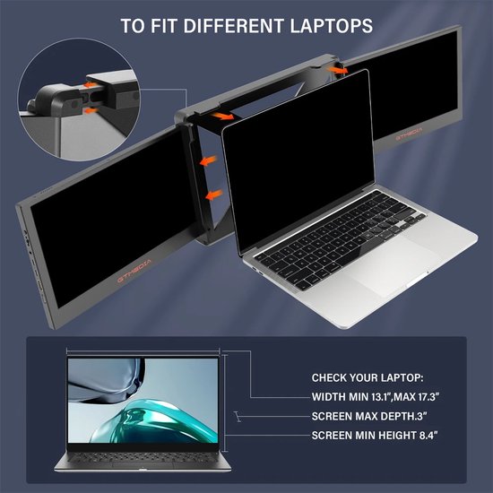 FIBILA 11.6 Inch Draagbare Drievoudige Monitor Laptop Extender - Tri ...