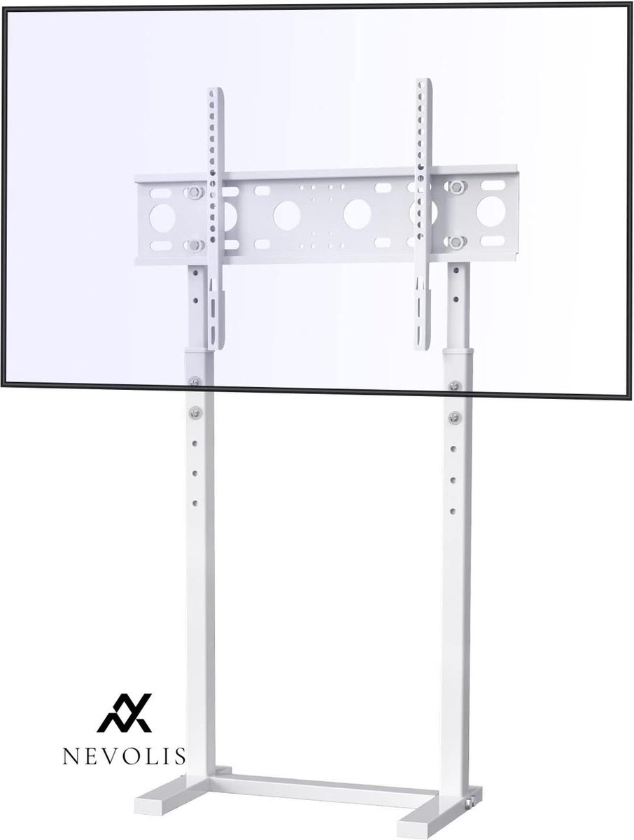 Nevolis height adjustable universal television stand for 32 inch to 65 inch flat LED LCD monitor up to 40kg white VESA 600x400mm max - unho TV stand .