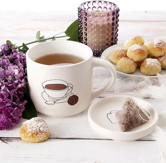 Mug avec Couvercle Porcelaine 420 ml - Mug à café - Tasse à thé - Café - Tasse