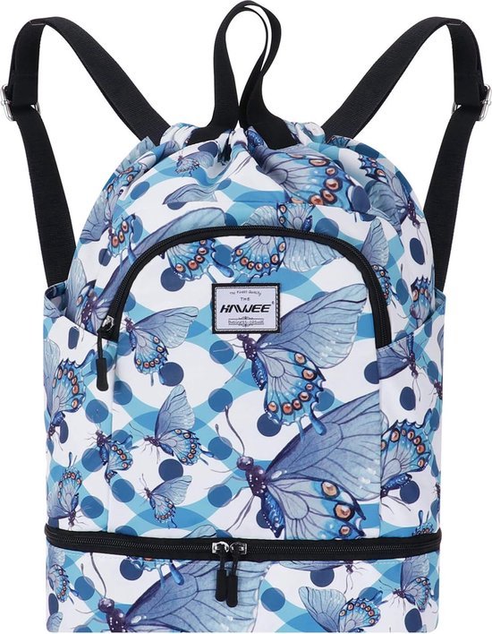 HAWEE Waterdichte Trekkoord Tassen Rugzak Grote Gymtas Trekkoord Dagrugzak Unisex voor Vrouwen Mannen Dagelijks Leven Outdoor Casual Sport Yoga School Strand Zwemmen