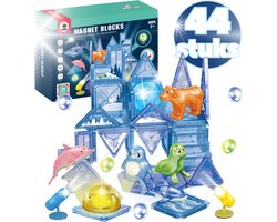 BoefieBoef Magnetisch Speelgoed - 44-delig Zee & Pool Dieren Magnetic Tiles - Educatief Constructiespeelgoed met Licht - Kinder Bouwblokken voor Peuter & Kleuter 3+ Jaar - Compatibel met Magna-Tiles & Magformer - jongen & meisje VerjaardagsCadeau
