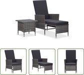 vidaXL Lounge Set - Loungebank - 2-delige Loungeset met kussens poly rattan grijs - Buitentuinmeubilair - Patio Set - Ratan Bank