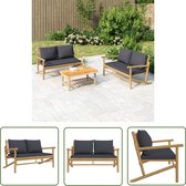 vidaXL Bamboebank - Tuinbank - Tuinbank met donkergrijze kussens bamboe - Buitentijdbanken - Lounge Stoel - Tuinset