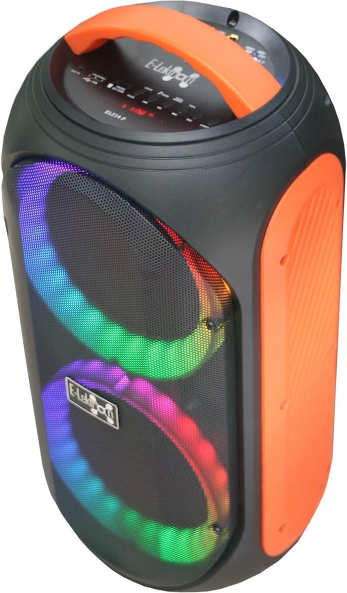 Draagbare Soundsystem Partybox met Bluetooth en LED Lichtshow - Inclusief Microfoon