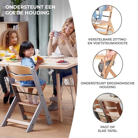 White-Label® Kinderzetel - Eetstoel Baby 6 Maanden en Ouder - Kinder Eetstoel - Kinderstoel - Inklapbare Eetstoel - Grijs van White-Label® — afbeelding 4