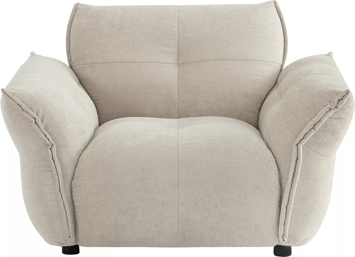 Vente-unique Fauteuil van beige gechineerde stof NAPIZO