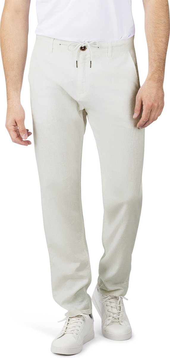 riverso Heren Chino Broek RIVMarco regular/straight Wit XL Volwassenen Linnen zomerbroek