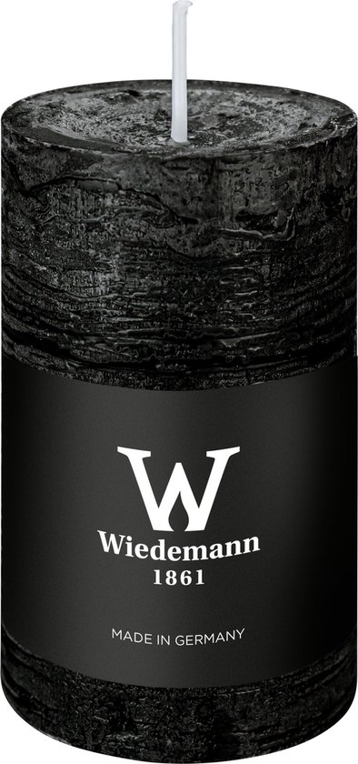 Bougie cylindrique/pilier Wiedemann - bougie rustique - noire - 6 x 9 cm - 30 heures de combustion