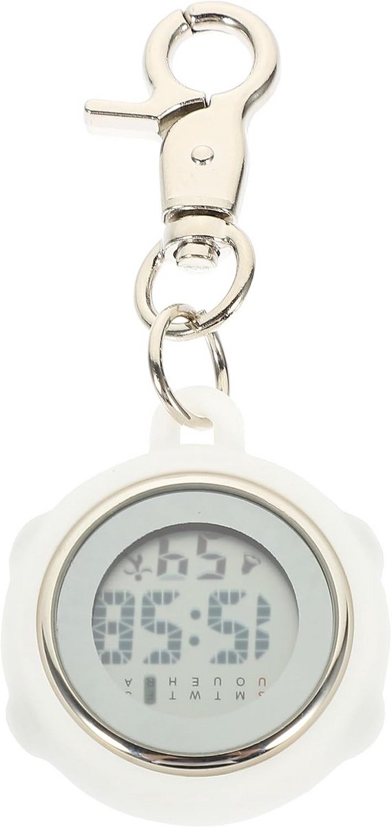 Digitale Verpleegstershorloge met Carabiner Wit Lichte Display