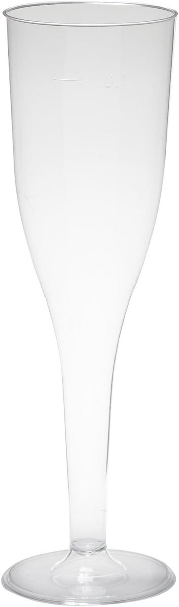 Champagneglas van Kunststof 0,1 L - 10 stuks - Transparant met Vulstreep