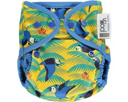 Pop-in Nieuwe Gen V2 Wasbare Luier Bamboo - Parrot - Geboorte tot Luiervrij - Herbruikbaar - Met Popper Sluiting en Elastische Bandjes - Gedrukt