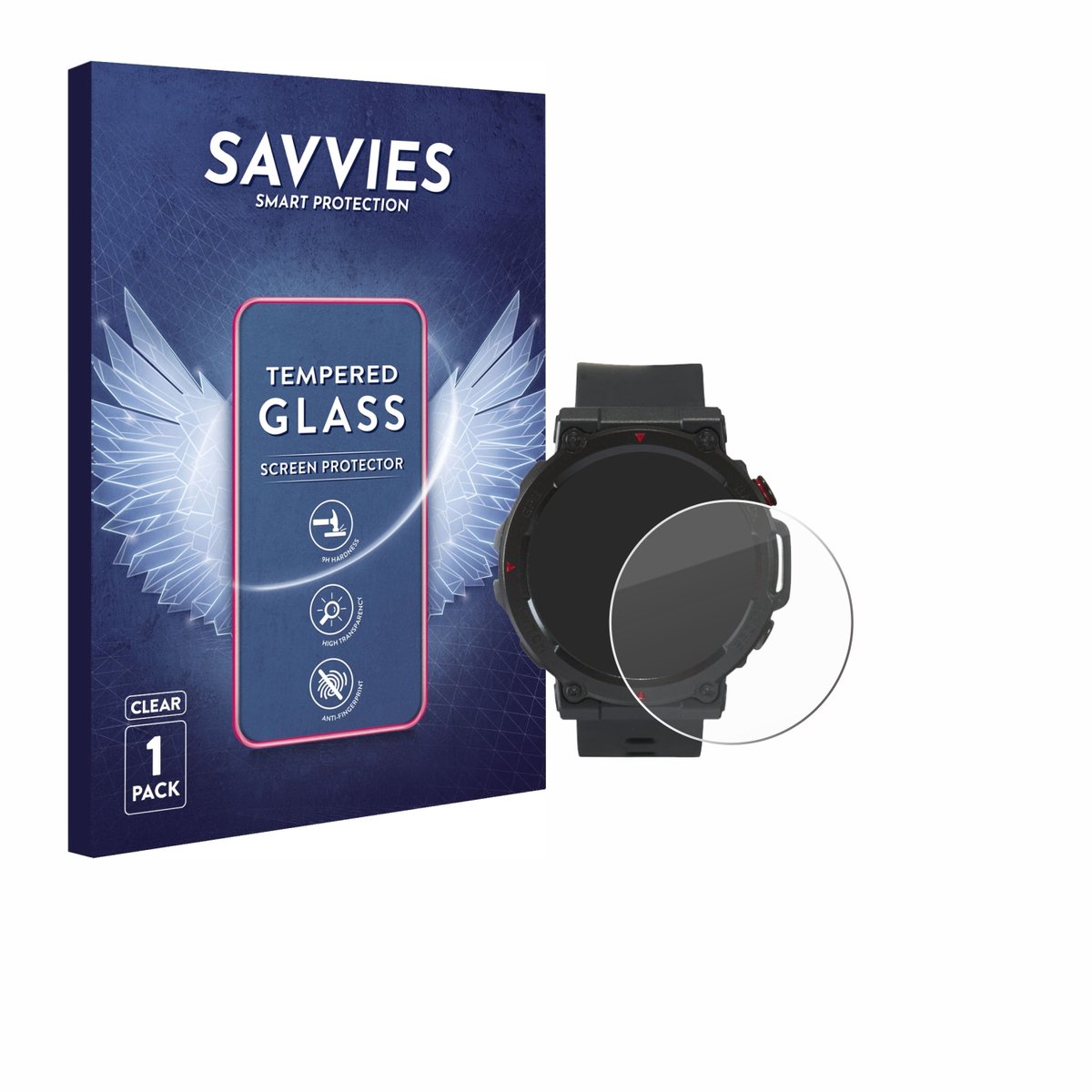 Savvies - Glas Screenprotector voor Crivit Sport-Smartwatch - Gehard Beschermglas 9H