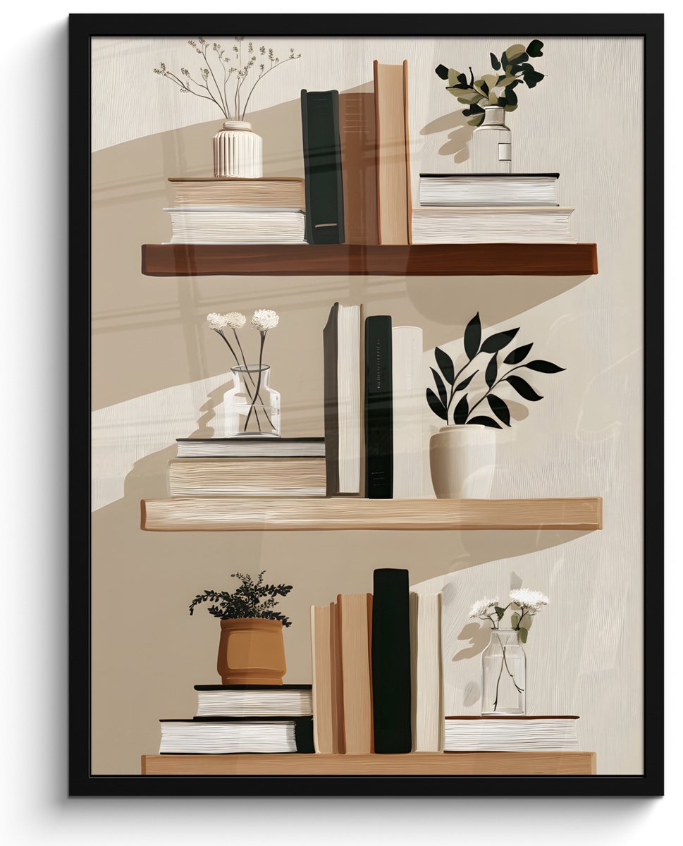 FrameYourWall Poster in lijst - Fotolijst 50x70 cm - Posters - Plankjes - Boeken - Vaasjes - Planten - Posterlijst zwart - Decoratie - Wanddecoratie woonkamer - Muurdecoratie slaapkamer Boeken - Planten - Planken