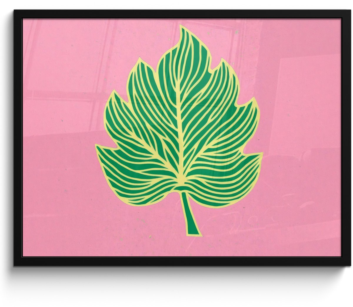 FrameYourWall Poster in lijst - Fotolijst 70x50 cm - Posters - Blad - Groen - Illustratie - Minimalistisch - Posterlijst zwart - Decoratie - Wanddecoratie woonkamer - Muurdecoratie slaapkamer