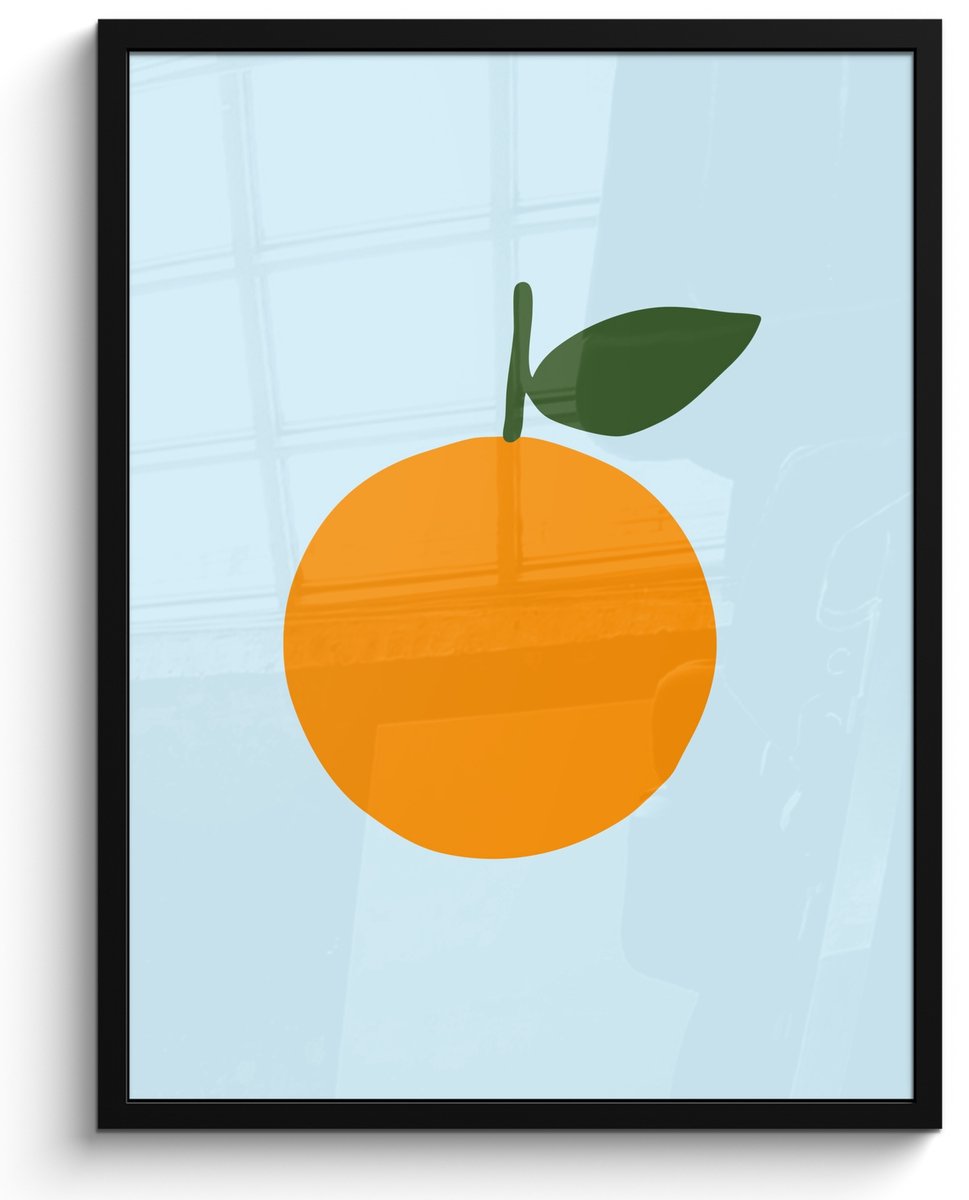 FrameYourWall Poster in lijst - Fotolijst 50x70 cm - Posters - Fruit - Sinaasappel - Oranje - Posterlijst zwart - Decoratie - Wanddecoratie woonkamer - Muurdecoratie slaapkamer