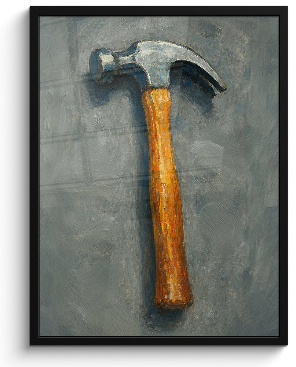 FrameYourWall Poster in lijst - Fotolijst 50x70 cm - Posters - Hamer - Schilderij - Gereedschap - Posterlijst zwart - Decoratie - Wanddecoratie woonkamer - Muurdecoratie slaapkamer Multicolor