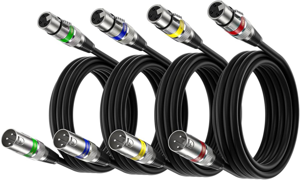 XLR Kabel 3 Meter - 4-Pack - Audio Kabel voor Mictoevoer en Luidsprekers