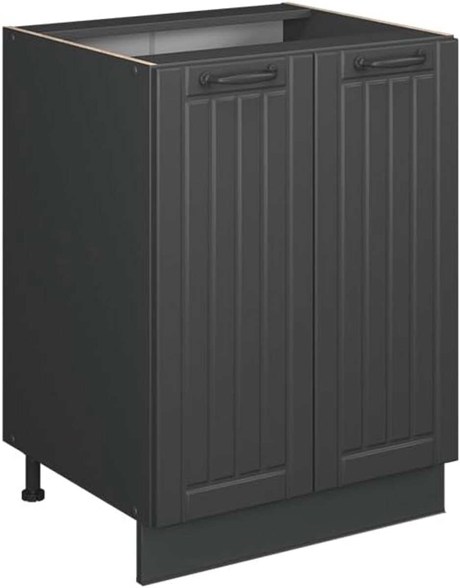 Onderkast Keuken Donkergrijs 60 cm met Eikenlook Werkblad - Modulair en Softclose