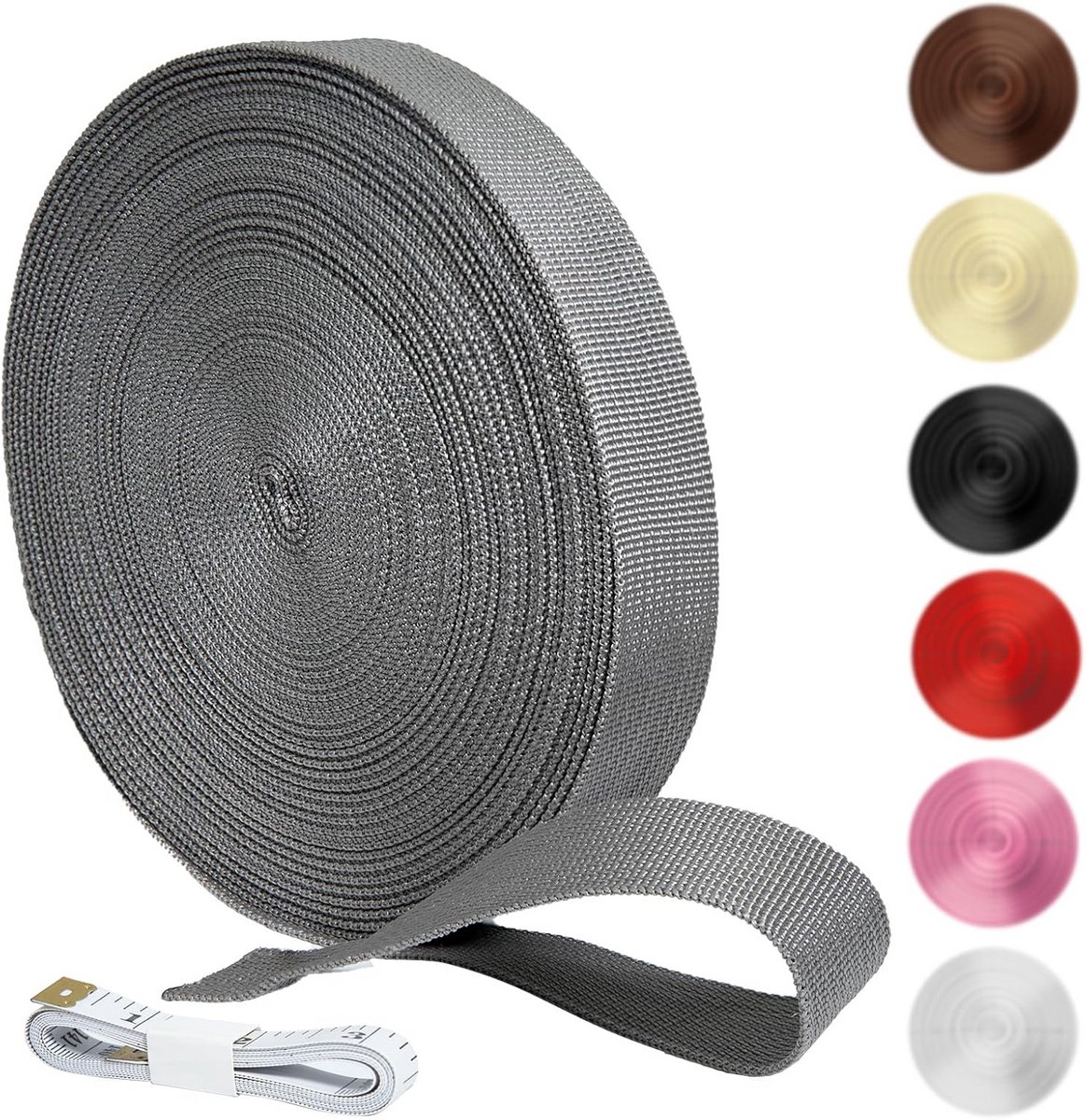20 meter Lichtgrijs Band Polypropyleen 25mm Breed Robuust en Waterbestendig