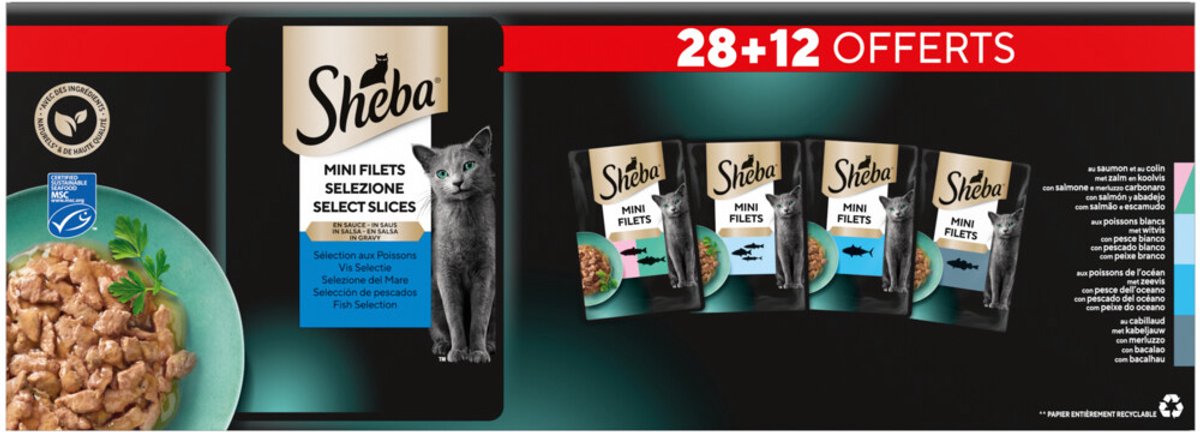 Sheba Kattenvoer Nat Mini Filets in Saus Vis Multipack - 40x85 gr
