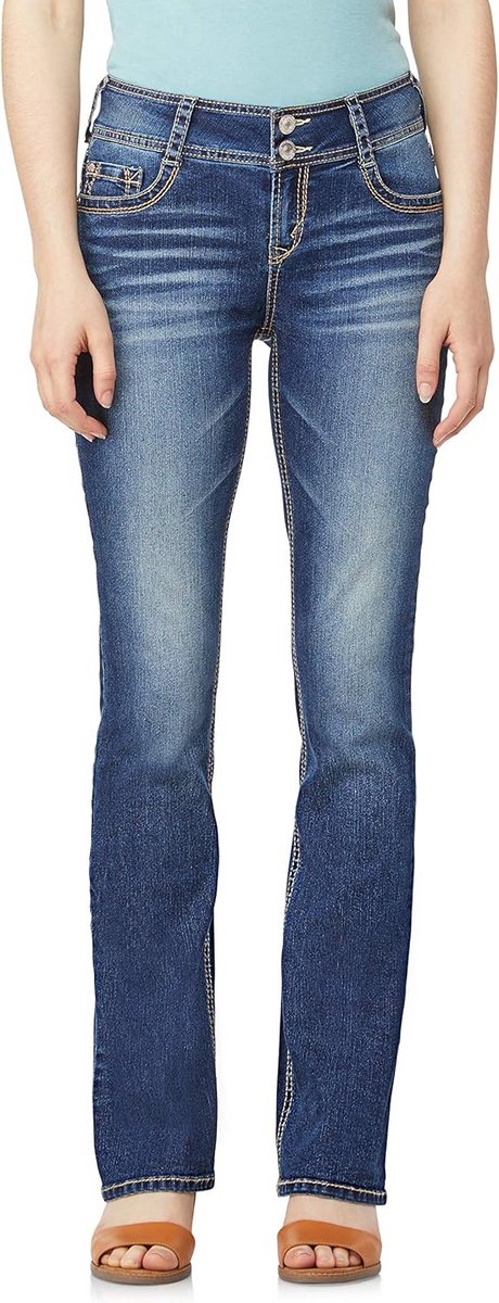 Dames Bootcut Jeans Instastretch Mid-Rise Flattering Pasvorm