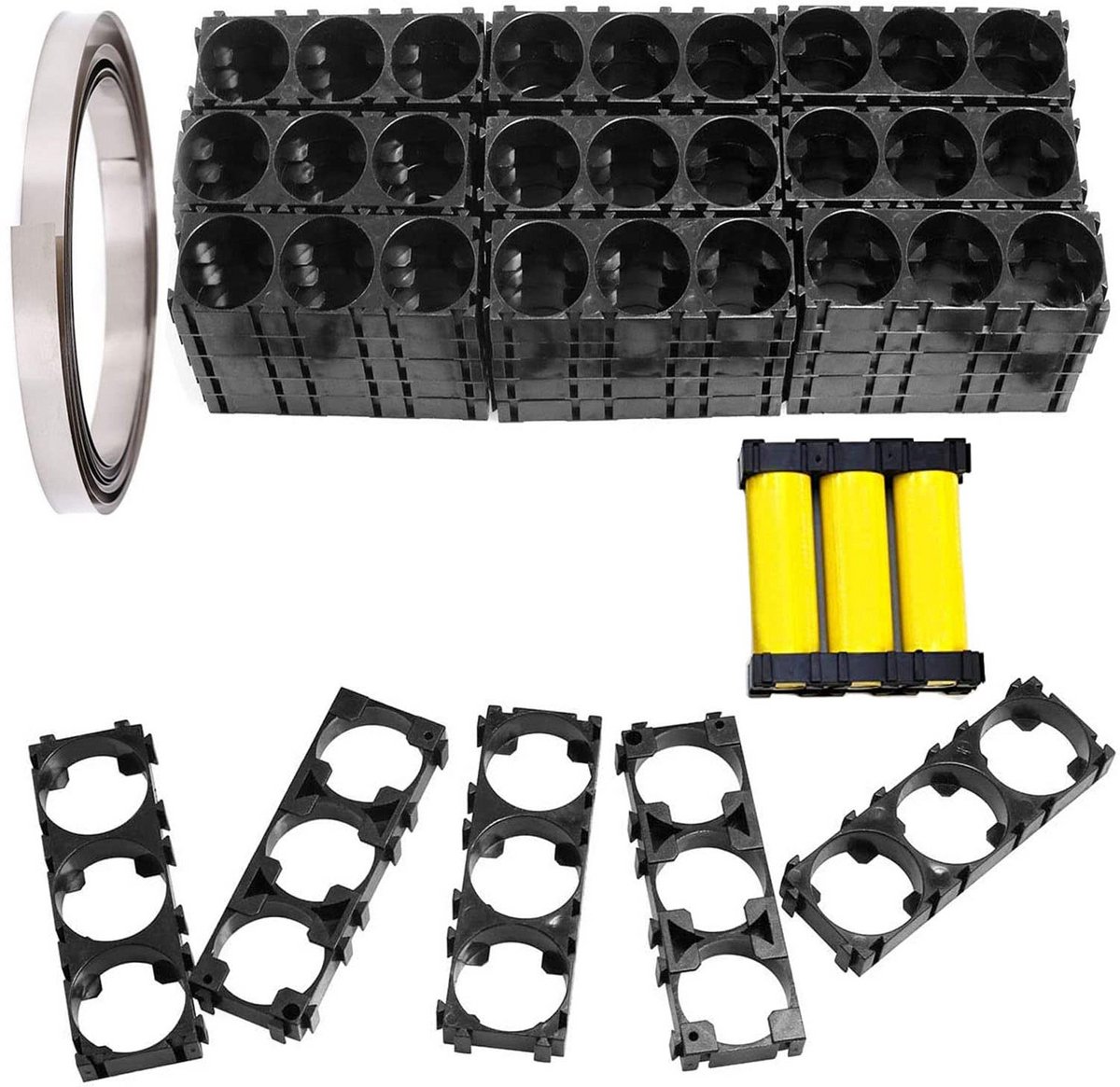 40 stuks 18650 batterijhouders 3 cellen ABS kunststof + 10m nikkelstrip