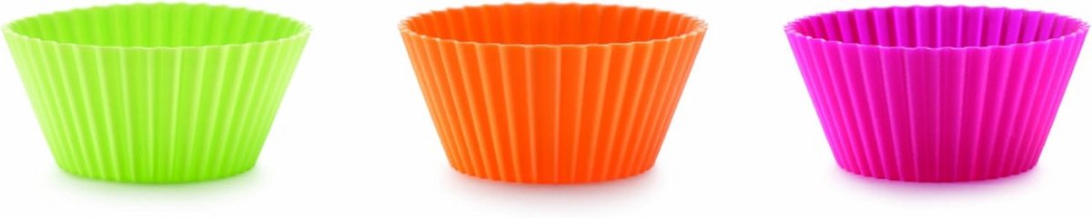 Set van 12 Herbruikbare Siliconen Muffinvormpjes, Inclusief Verschillende Kleuren