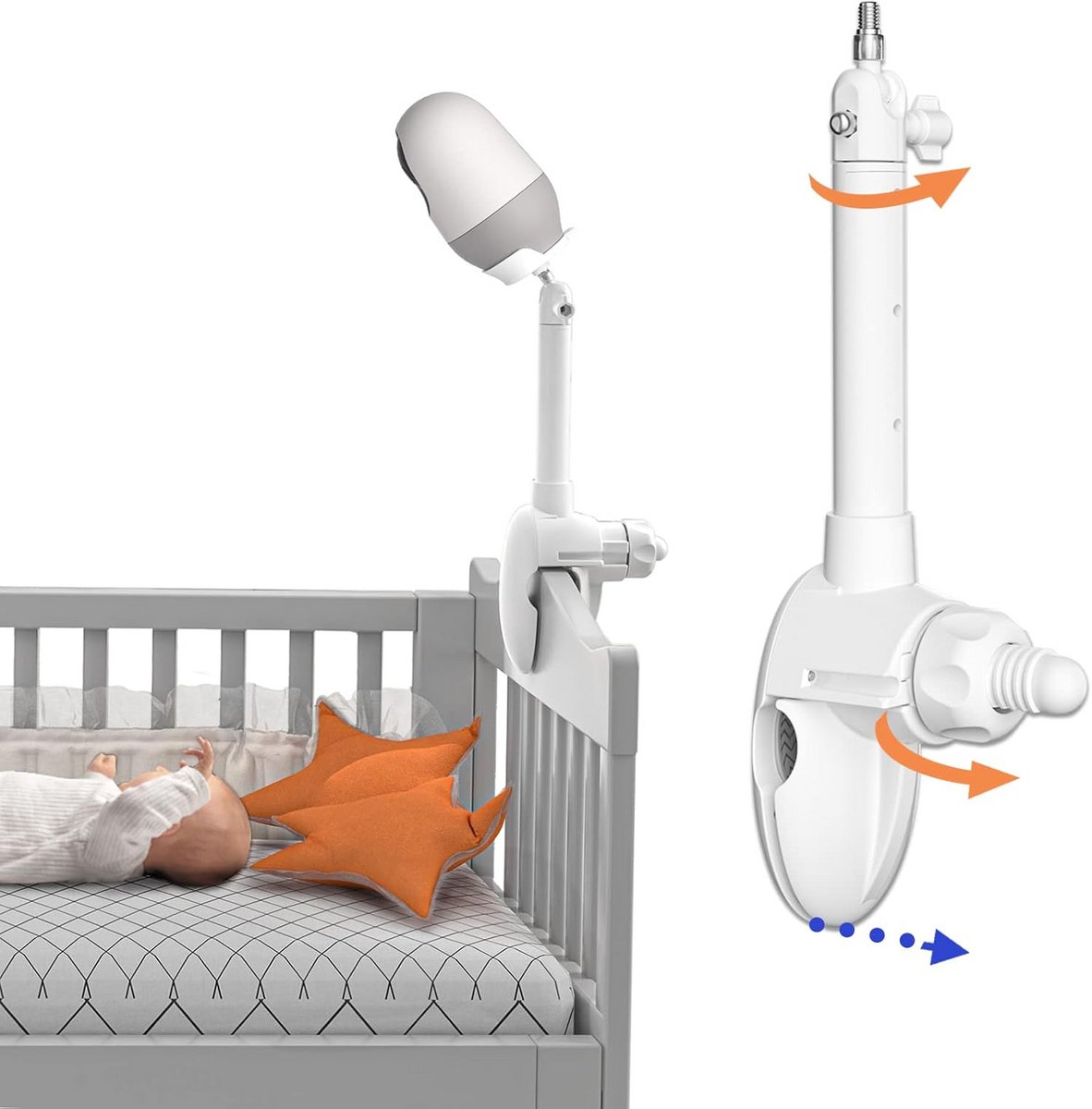 Universele Babyfoonhouder voor Kinderkamer en Babybed - 360ste Draaibaar en Boorvrije Montage
